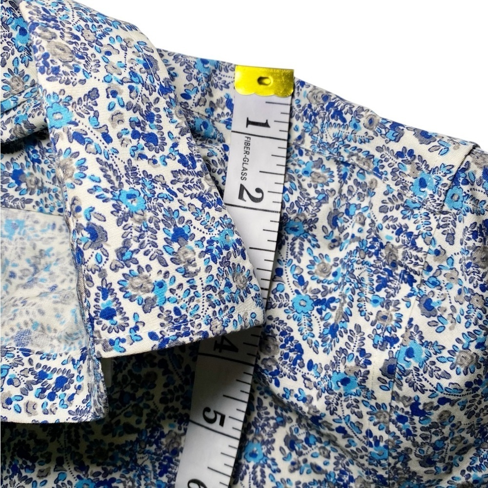 Lands’ End Blue and White Paisley Long Sleeve Button Down Shirt - Picture 11 of 14